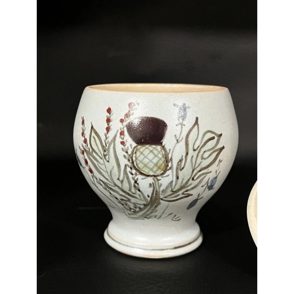 Buchan Portobello Scotland Thistleware Jelly Jam Jar with Lid‎ Stamped 218